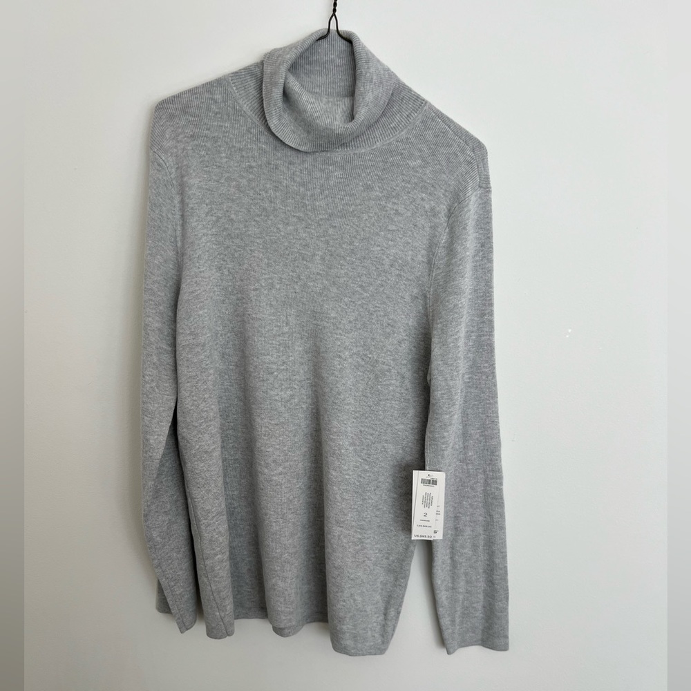 Chicos NWT grey turtleneck/cowlneck sweater size 2/Size Large